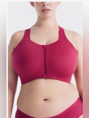 Knix Sports Bra Catalyst Front-Zip Cross Back Sports Deep Berry Magenta